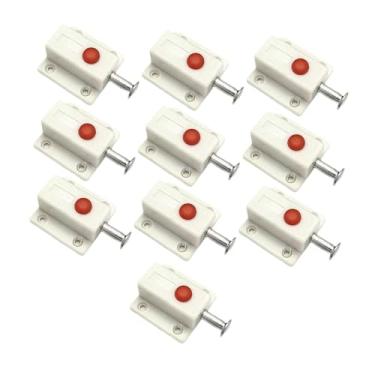 Imagem de Bothyi 10x Trava de segurança para portões de porta, trava deslizante de ferrolho, automática de porta com mola de botão para guarda-roupa, janela, armário, Branco