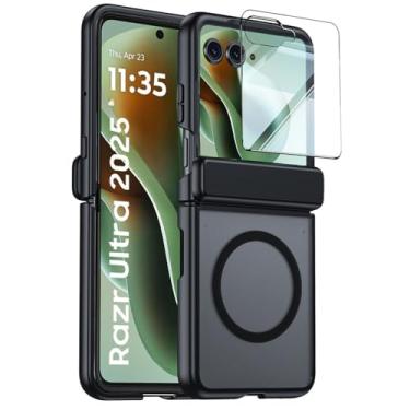 Imagem de HAOMRIYL Capa magnética para Motorola Razr 60 Ultra/60, capa protetora de tela integrada, dobradiça, corpo inteiro, à prova de choque, capa de telefone PC preta, 60