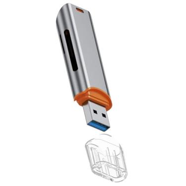 Imagem de AsrMyjcx Leitor de cartão USB 3.0 Transmissão de alta velocidade Acessório eletrônico profissional Substituição de liga portátil Leitor de cartão SD TF, Cinza