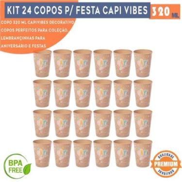 Imagem de Kit 24 copos capivara vibes 320 ml para lembrancinhas de aniversário c