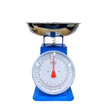 Imagem de Balança Analógica De Cozinha 10kg Retrô Azul Aço Inox