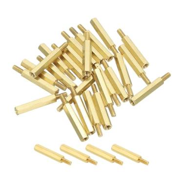 Imagem de PATIKIL Suporte hexagonal de latão M2.5, 25 peças PCB parafusos espaçadores de placa-mãe para drone quadricóptero computador construir projetos eletrônicos placa de circuito, ouro (M2,5 x 20 mm + 6 mm