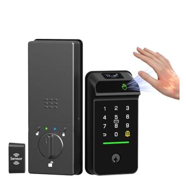 Imagem de Anweller Fechadura inteligente Palm Vein, fechadura de porta de entrada sem chave para porta da frente, Wi-Fi integrado, bateria de 10000 mAh, tela de exibição, sensor de bloqueio automático, teclado