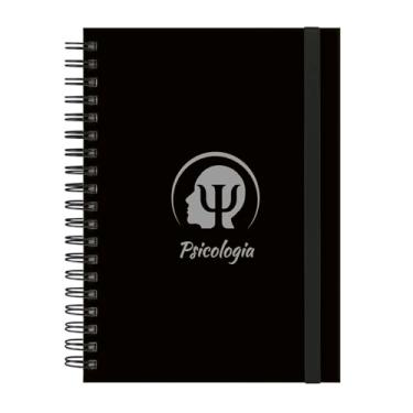 Imagem de Caderno Colegial Plus 12 Matérias Profissões Psicologia (Preto e Prata)