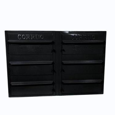 Imagem de Caixa De Correios 6 Módulos Preta Tamanho 15x50x36cm Aço Preto - Nossa