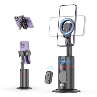 Imagem de Suporte de rastreamento facial, clipe magnético de 360 ° Rastreamento automático Selfie Stick com controlo remoto, sem necessidade de aplicação, suporte para telefone para Facebook Live, Youtube