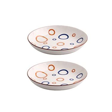 Imagem de Pratos de sobremesa pratos de jantar de cerâmica chinesa prato de jantar de porcelana redondo para casa prato de jantar padrão de flores geométrico prato prato de prato seguro para micro-ondas
