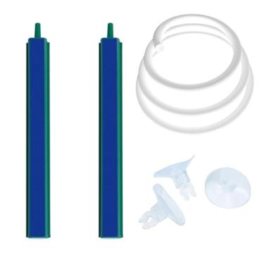 Imagem de Saim Barra de ar para aquário borbulhador de 15 cm, pedra borbulhadora com base de plástico, tubo de linha aérea de 3 metros com 3 peças de ventosa para aquário de peixes, barra de pedra de ar, pacote