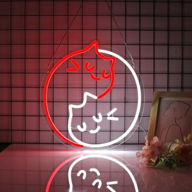 Imagem de Placa de neon, placas de néon de gato JGHTURIE para decoração de parede, letreiro de luz de animal, placas de LED fofas para jogos infantis, sala de estar, bar, festa, decoração alimentada por USB