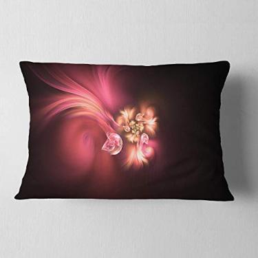 Imagem de Designart Florescendo Fractal Flower Magenta' Floral, Sala de Estar, Sofá, Almofada + Capa de Almofada Estampada em ambos os lados 30,5 x 50,8 cm