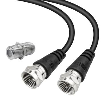 Imagem de Woostars Cabo coaxial de extensão de antena de TV (4,6 m) com acoplador coaxial, conector tipo F - ideal para antena de TV digital, extensão de cabo satélite - 4,5 m