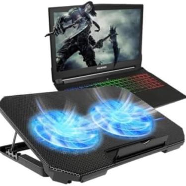 Imagem de Suporte para Notebook Base Refrigerada com LED – Cooler Silencioso, Ventilação Potente, Ajustável, Ergonômico, Compatível até 17” Premium