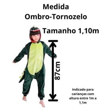 Imagem de Pijama Kigurumi Dinossauro Infantil e Adulto - NoBrand, 1,10m