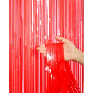 Imagem de xo, Fetti Cortina de festa vermelha cereja – Conjunto de 2 | Decorações de franjas de despedida de solteira, linda cabine de fotos de aniversário, pano de fundo de festa, suprimentos para aniversário