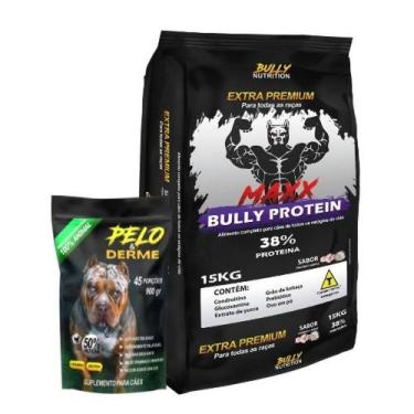 Imagem de Ração Maxx Bully Protein 15kg + Suplemento Bully Pelo & Derme 900g  Ca