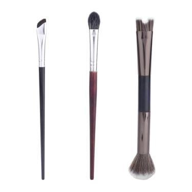 Imagem de 3pçs Conjunto Pincéis Contorno Nariz, 2 em 1 Pincel Sombra em Formato U Macio e Inclinado para Esculpir Iluminar e Misturar Ferramenta de Maquiagem para Iniciantes Profissionais