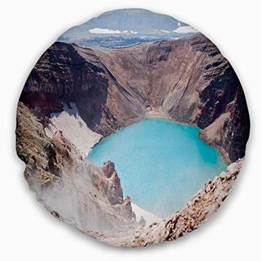 Imagem de Designart Crater of Volcano Goreliy' Paisagem manta redonda sala de estar, sofá, enchimento de almofada + capa de almofada impressa em ambos os lados 40,64 cm