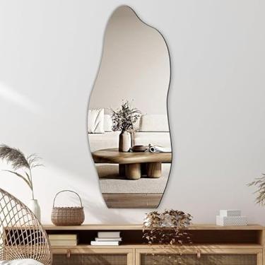 Imagem de Kit de Espelhos Decorativos - 3 Peças (Oval, Redondo e Orgânico), Vidro Lapidado para Banheiro, Sala ou Quarto(Led Quente,Flame 80x50 cm)