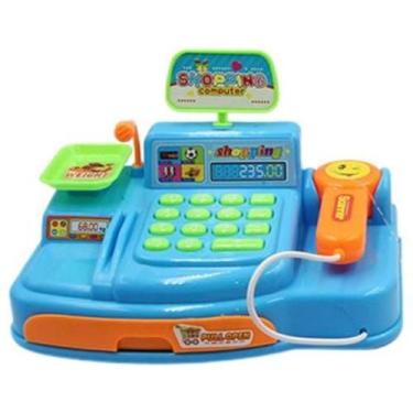 Imagem de Mini Caixa Registradora Shoping Brincando de Comprinhas Azul - Toy kin