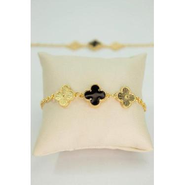 Imagem de Pulseira 3 Trevos - Bijuteria de Latao com Banho de Ouro 18k - 21cm - 