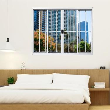 Imagem de Janela Vitrô de Alumínio 4 Folhas 100 x 150cm Modular com Grade Esquadrias Bergamo Branco