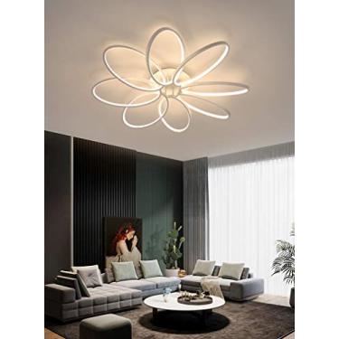 Imagem de Luminária de teto LED para sala de estar, quarto moderno, luminária de teto regulável, com controle remoto, lustre de teto com design criativo em forma de flor, lustre de teto