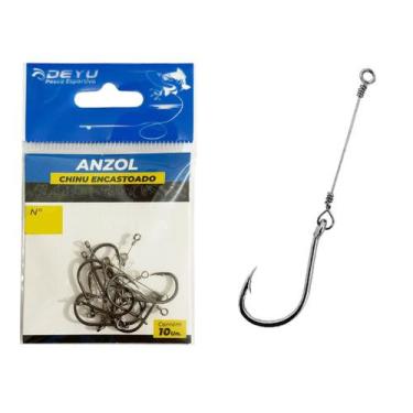 Imagem de Anzol C/ Encastoado Rígido Chinu Black Nº 03 - 10 Unidades - Deyu