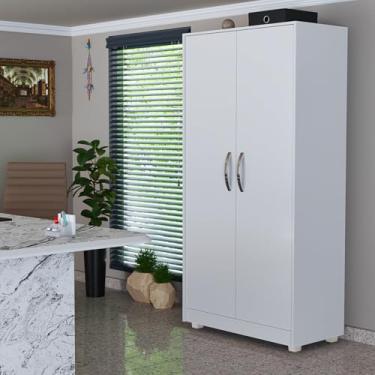Imagem de Armário de Escritório 2 Portas em MDF Multiuso com Amplo Espaço Interno (Branco)