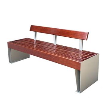 Imagem de URGDWEKJY Mobiliário de entrada, cadeira de parque de lazer ao ar livre, banco de aço inoxidável, banco quadrado cênico de madeira maciça, banco de ferro para jardim, cadeiras ao ar livre (P: 150 cm)