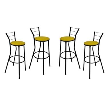 Imagem de Jogo 4 Banquetas Banco Alto Para Bancada Balcão (Amarelo)