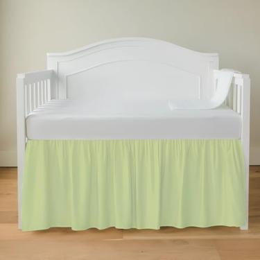 Imagem de Saia para cama de berço de luxo 71 cm x 132 cm com queda de 35 cm, macia e respirável, com babados, serve para berços e crianças pequenas, tecido de microfibra, saia de cama com babados, para bebês