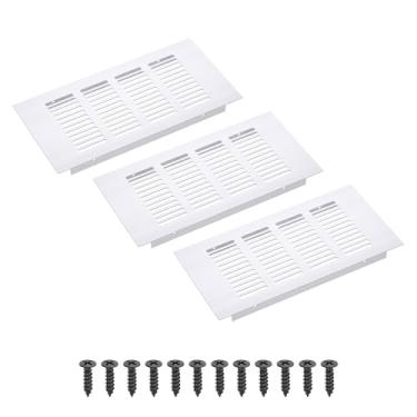 Imagem de PATIKIL Grade de ventilação retangular de 20 x 10 cm, 3 peças de cobertura de ventilação de alumínio com parafusos de montagem para guarda-roupa de porta de armário de armário, prata