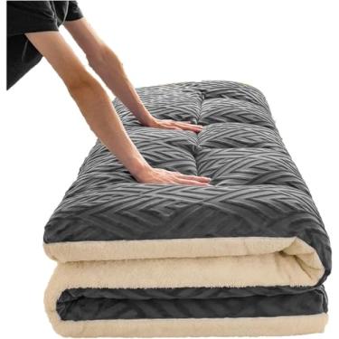 Imagem de Colchão De Chão Futon Engrossar Colchão De Tapete De Tatame Futon Colchão Topper Único Roll Up Colchão Dobrável Portátil Colchão De Dormir Para Sofá De Hóspedes, Gray Grigio, 150x200cm