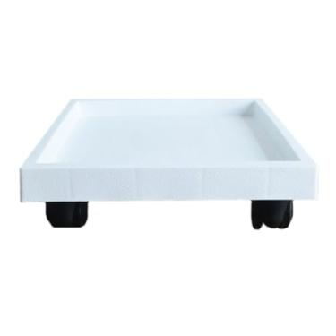 Imagem de 5JJJLOOOPP Bandeja de plantador de mão pesada com 2 bandejas quadradas bandeja de servir quadrada carrinho de plantador resistente com pagamento de roda (590 mm, cinza escuro) (branco 250 mm)