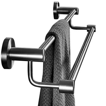 Imagem de DSeenLeap Barra de toalha, toalheiro duplo de aço inoxidável, toalheiro montado na parede para casa de banho e armazenamento de cozinha, acabamento prateado escovado (60 cm)