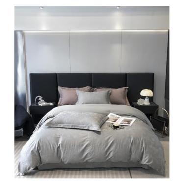 Imagem de Jogo de lençol Queen King com elástico azul escuro abstrato 100% algodão jacquard (cinza Queen)