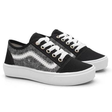 Imagem de Tênis Casual Infantil Colegial Cano Baixo Escolar Preto - Ortobessa, P