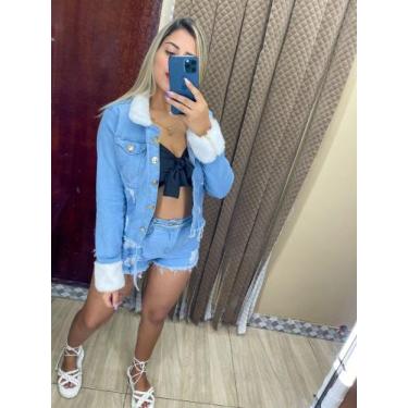Imagem de jaqueta jeans com pelinho - ns_jeans, Claro, P