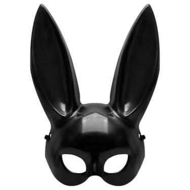 Imagem de Máscara Fantasia de Coelho em Plástico ABS Tamanho Grande Cor Preto Yaffa – Fantasia para Carnaval e Festas"