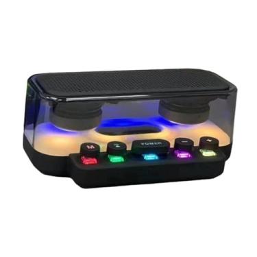 Imagem de BaotyJie Alto-falante BT para computador, portátil, com microfone transparente embutido, retroiluminação RGB, com teclado, barra de som para desktop, telefone,