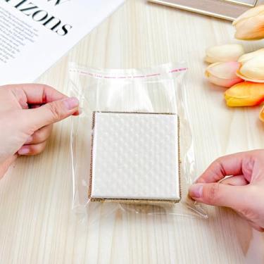 Imagem de Sacos de celofane transparentes e resseláveis, bons para padaria, vela, sabão, sacos de poliéster para biscoitos, 12,7 x 12,7 cm, 100 peças