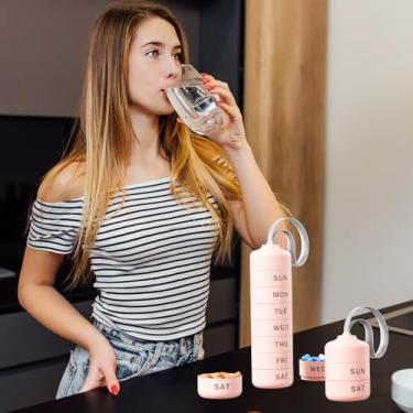 Imagem de Caixão de comprimidos Voyage, repositório de suplementos diurnos acoplado a um conjunto de pêndulo, compartimento portátil de nutrientes com 7 segmentos generosos removíveis, para uso externo