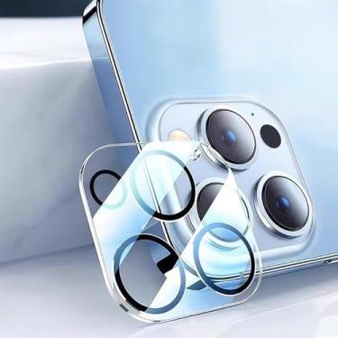Imagem de Pacote com 3 protetores de lente de câmera para iPhone 15 Pro/15 Pro Max, capa de tela de vidro temperado dureza 9H proteção inquebrável compatível com capa