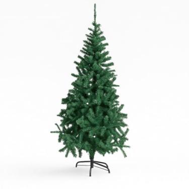 Imagem de Árvore de Natal Pinheiro Verde 1,80m com 720 Galhos Base Metálica Retrátil, Montagem Fácil e Acabamento Realista em PVC