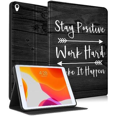 Imagem de Uppuppy Capa para iPad Air 3ª geração, capa para Apple iPad Pro de 10,5 polegadas, capa fofa para crianças, mulheres, adolescentes, meninas, homens, citação, design legal, capa fólio preta exclusiva para iPad Air 3 Gen 2019, Pro 10,5 capas