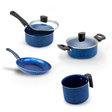 Imagem de Conjunto De Panelas Colore Enjoy 4pçs Antiaderente Alegrete Azul Stone