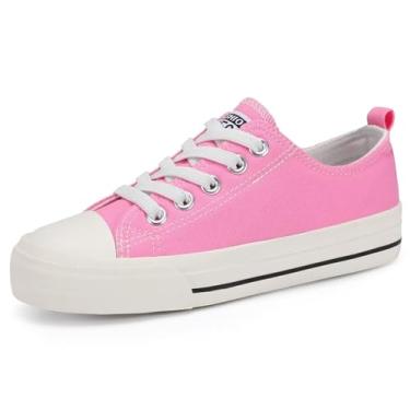 Imagem de DSWED Tênis infantil infantil para meninos e meninas sapatos de lona clássicos de algodão expansível sem cadarço sem cadarço, Rosa 02, 1.5 Little Kid