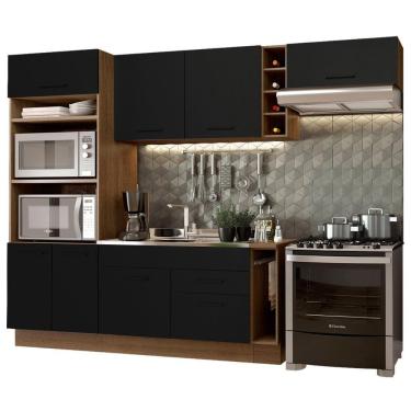 Imagem de Cozinha Completa Madesa Agata Armário e Balcão Rustico Preto