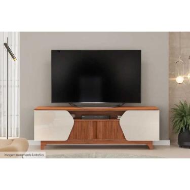 Imagem de Rack Bancada P/ Tv Até 75 Pol Helo C/ 4 Portas Off White/freijó - Dj Móveis