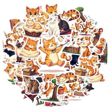 Imagem de 35 peças de adesivos de animais de gatos, brinquedos, artigos de papelaria, adoráveis para laptop, motocicleta, bagagem, telefone, laptop, scrapbook, bicicleta
